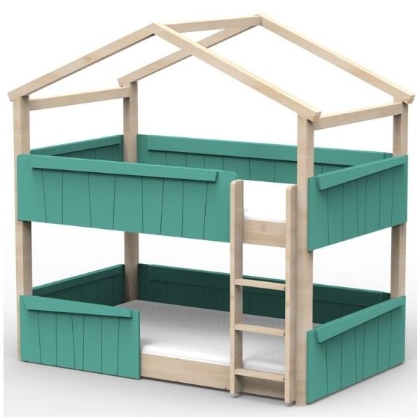 Star Light Convertible Floor Bunk House Bed with Safety Rail 120 x 190 cm