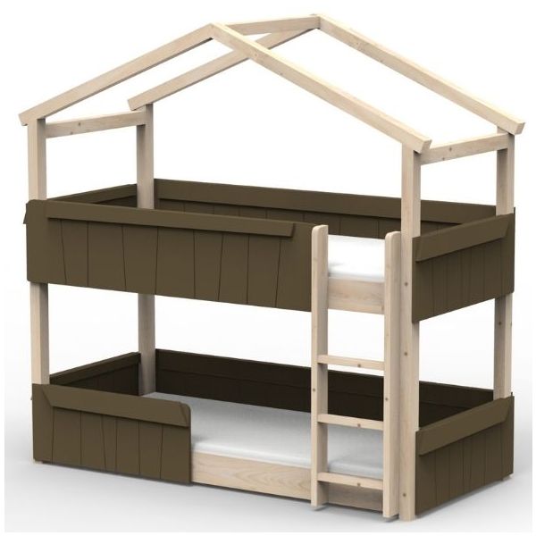 Lit cabane évolutif au sol superposé avec barrière de sécurité Star Light 90 x 190 cm