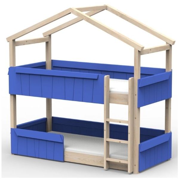 Lit cabane évolutif au sol superposé avec barrière de sécurité Star Light 90 x 190 cm