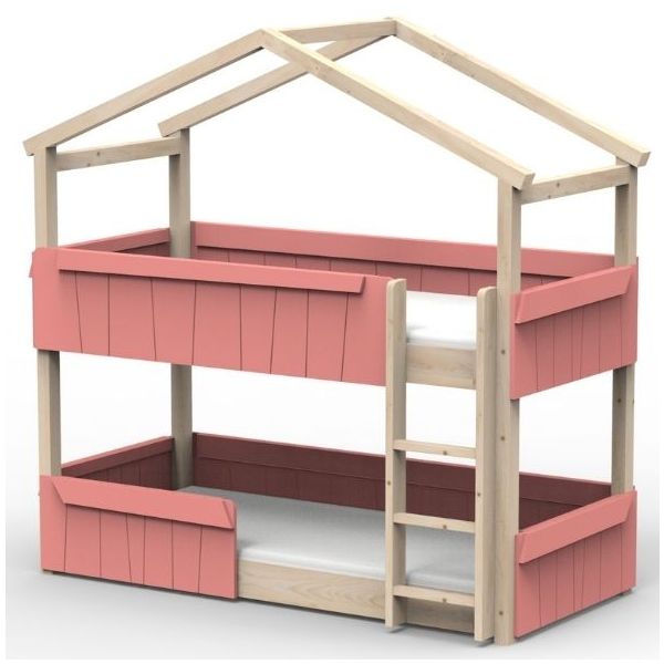 Lit cabane évolutif au sol superposé avec barrière de sécurité Star Light 90 x 190 cm