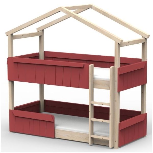 Lit cabane évolutif au sol superposé avec barrière de sécurité Star Light 90 x 190 cm