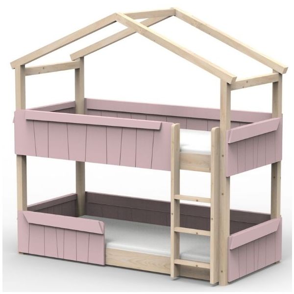 Lit cabane évolutif au sol superposé avec barrière de sécurité Star Light 90 x 190 cm