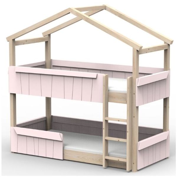 Lit cabane évolutif au sol superposé avec barrière de sécurité Star Light 90 x 190 cm