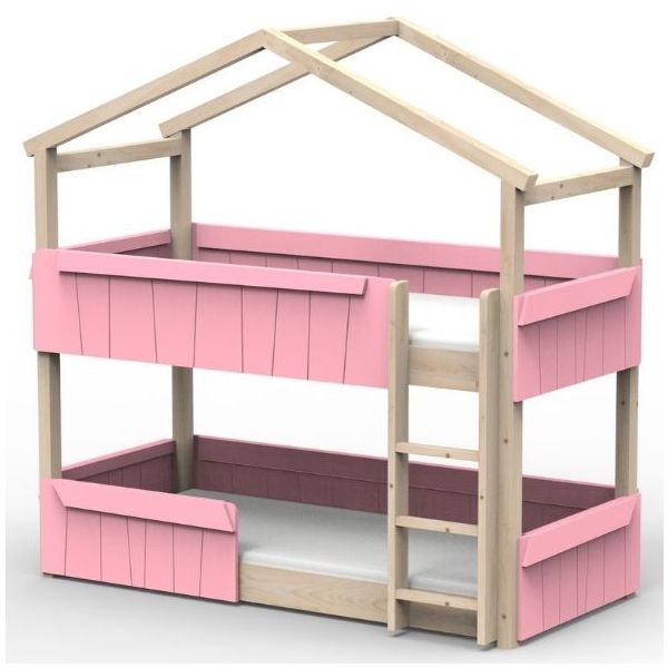 Lit cabane évolutif au sol superposé avec barrière de sécurité Star Light 90 x 190 cm