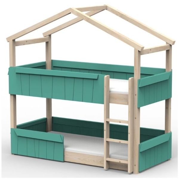 Star Light Convertible Floor Bunk House Bed with Safety Rail 90 x 200 cm