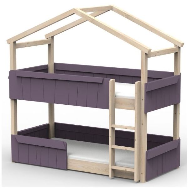 Lit cabane évolutif au sol superposé avec barrière de sécurité Star Light 90 x 190 cm