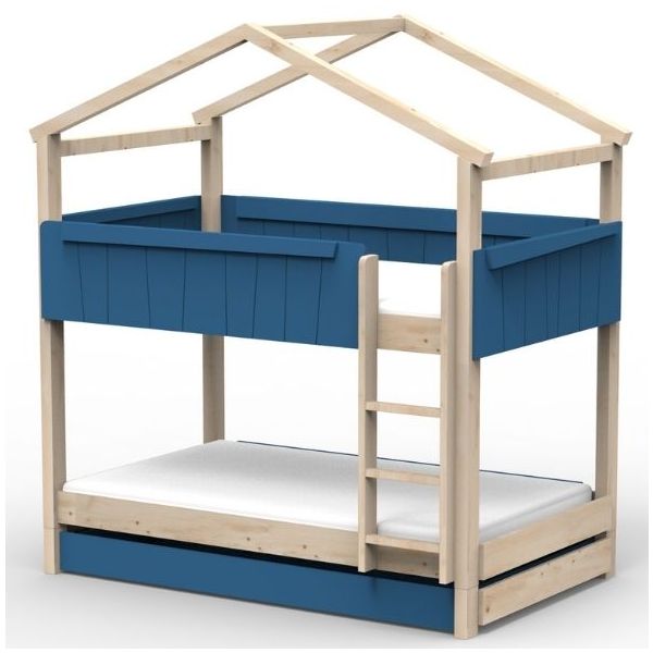 Star Light Convertible Bunk House Bed with Trundle Bed 120 x 200 cm