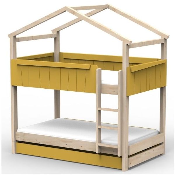 Star Light Convertible Bunk House Bed with Trundle Bed 120 x 200 cm