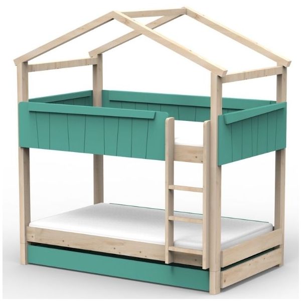 Star Light Convertible Bunk House Bed with Trundle Bed 120 x 190 cm