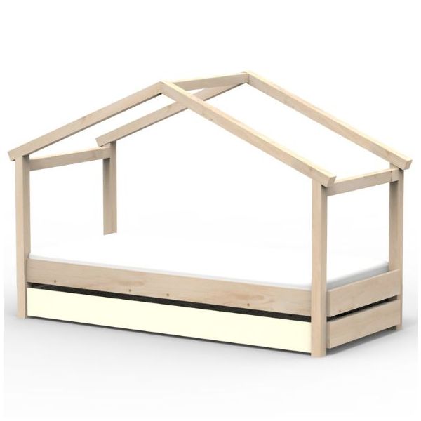 Lit cabane évolutif avec tiroir-lit Star Light 90 x 190 cm - Naturel / Coloris du tiroir-lit au choix