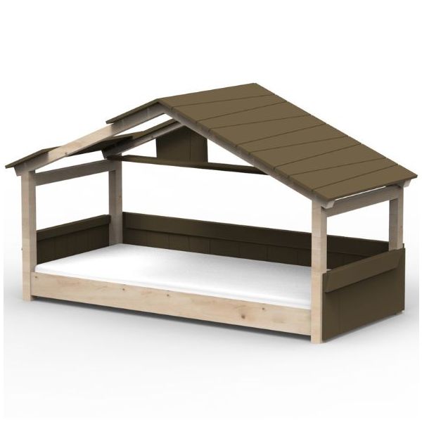 Lit cabane évolutif au sol Montessori Star Light avec toit 120 x 200 cm