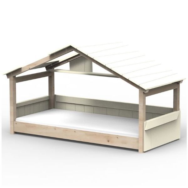 Lit cabane évolutif au sol Montessori Star Light avec toit 120 x 190 cm