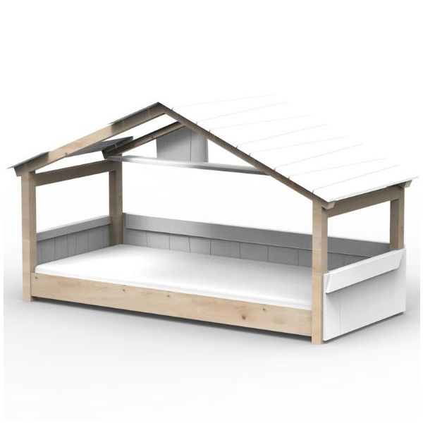 Lit cabane évolutif au sol Montessori Star Light avec toit 120 x 190 cm