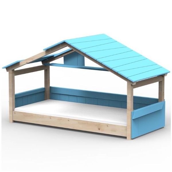 Lit cabane évolutif au sol Montessori Star Light avec toit 120 x 190 cm