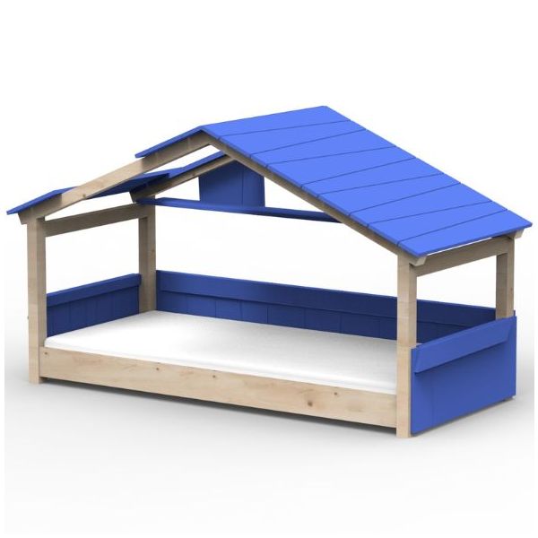 Lit cabane évolutif au sol Montessori Star Light avec toit 120 x 200 cm