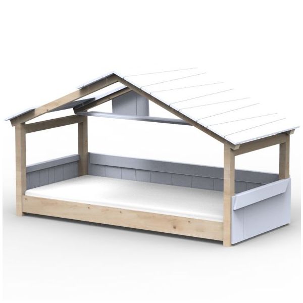 Lit cabane évolutif au sol Montessori Star Light avec toit 120 x 200 cm