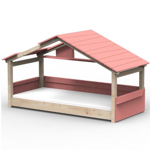 Lit cabane évolutif au sol Montessori Star Light avec toit 120 x 200 cm