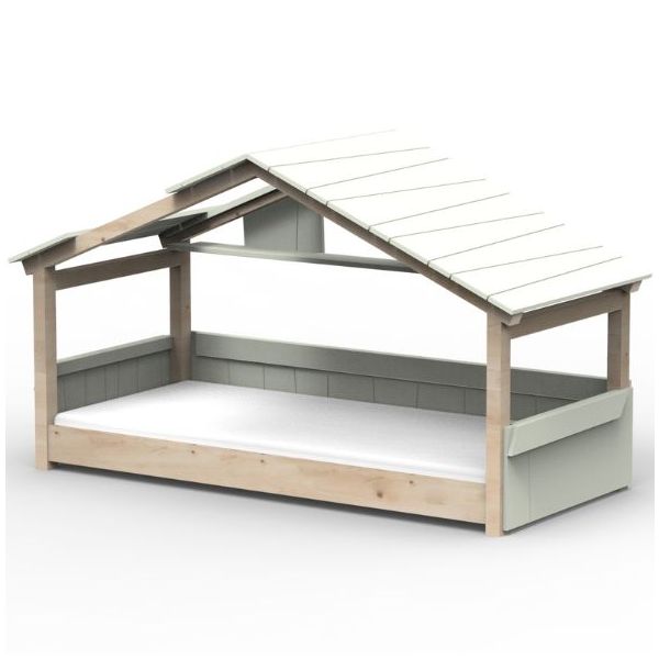 Lit cabane évolutif au sol Montessori Star Light avec toit 90 x 190 cm