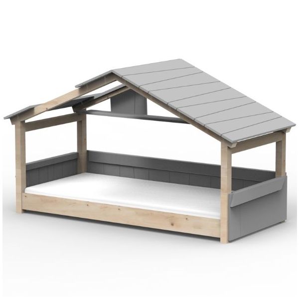 Lit cabane évolutif au sol Montessori Star Light avec toit 120 x 190 cm