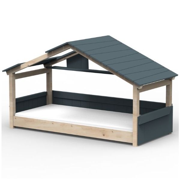 Lit cabane évolutif au sol Montessori Star Light avec toit 120 x 200 cm