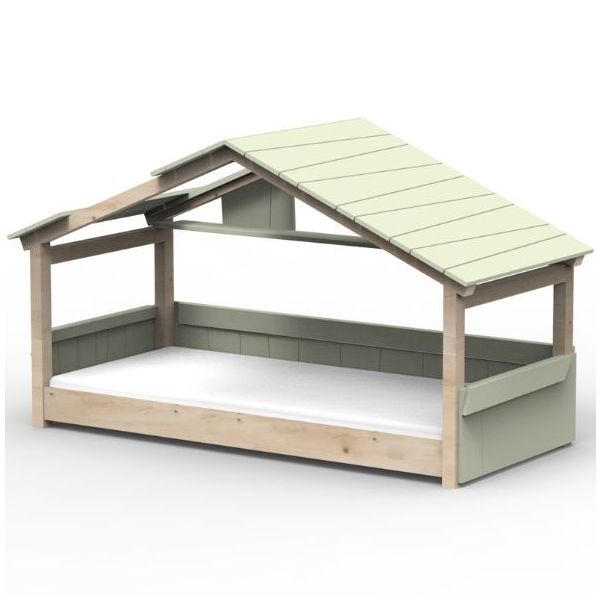Lit cabane évolutif au sol Montessori Star Light avec toit 120 x 200 cm