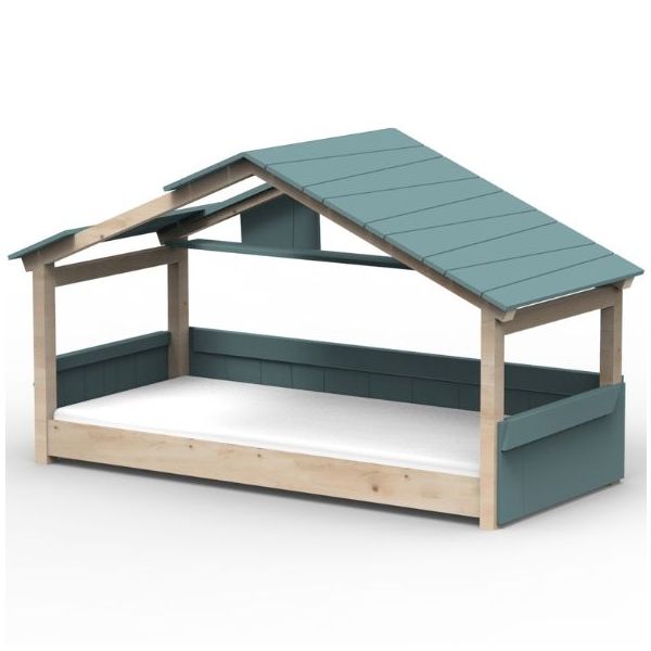 Lit cabane évolutif au sol Montessori Star Light avec toit 120 x 190 cm