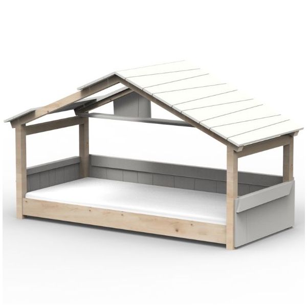 Lit cabane évolutif au sol Montessori Star Light avec toit 120 x 200 cm