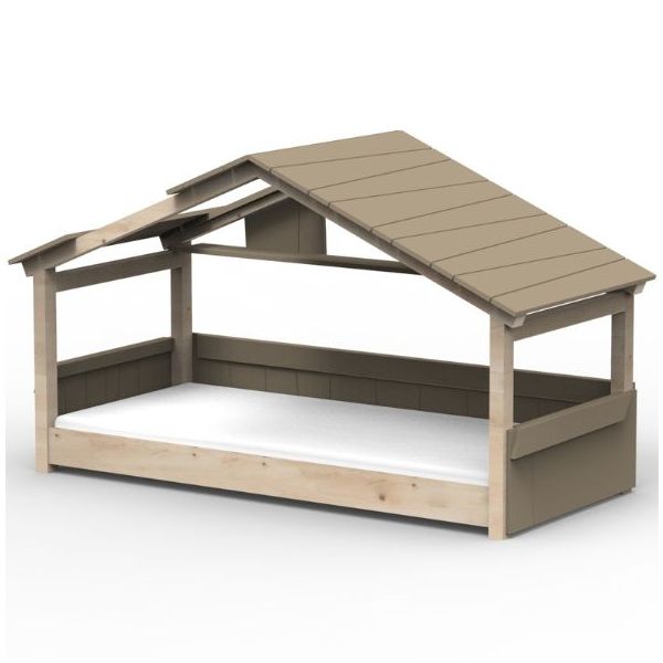 Lit cabane évolutif au sol Montessori Star Light avec toit 90 x 200 cm