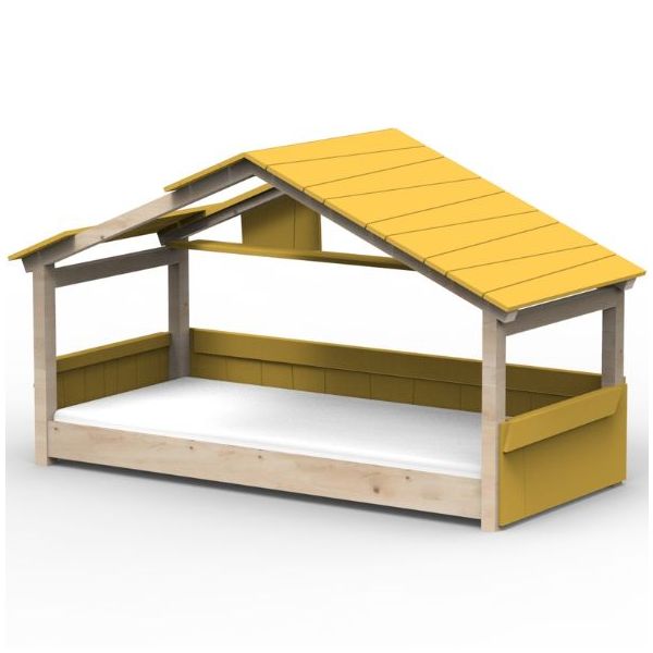 Lit cabane évolutif au sol Montessori Star Light avec toit 90 x 200 cm