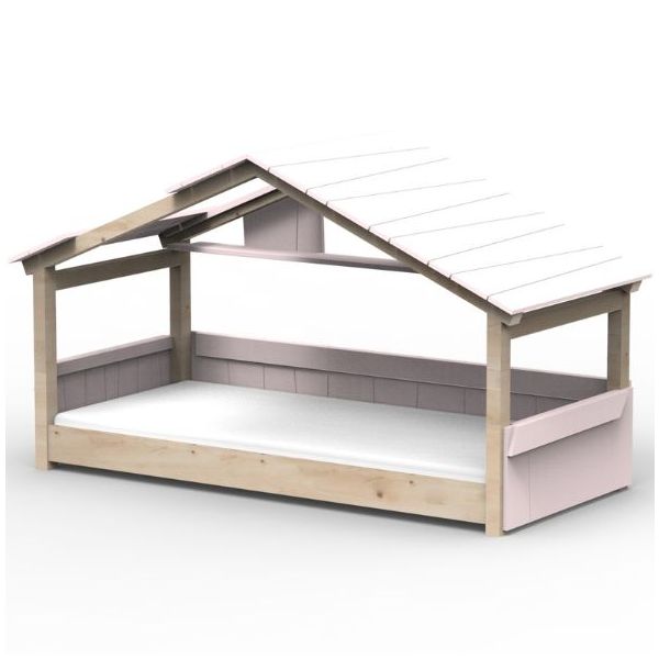 Lit cabane évolutif au sol Montessori Star Light avec toit 90 x 190 cm