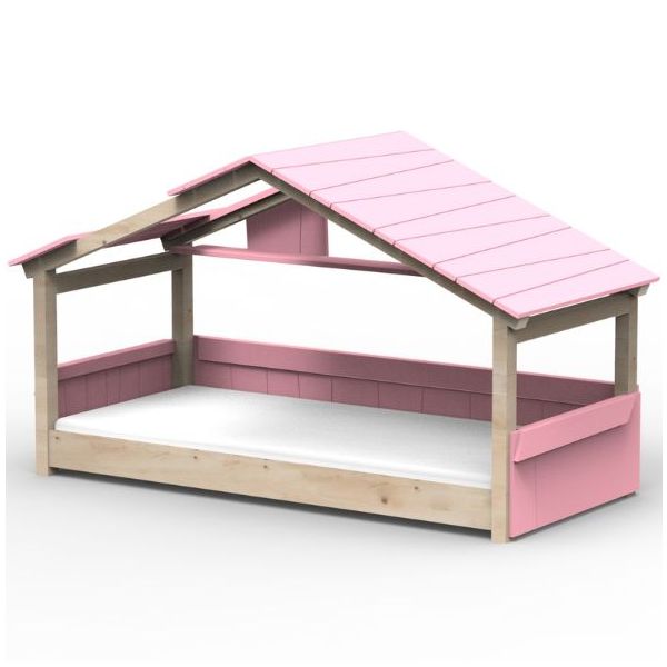 Lit cabane évolutif au sol Montessori Star Light avec toit 120 x 190 cm