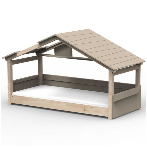 Lit cabane évolutif au sol Montessori Star Light avec toit 120 x 190 cm