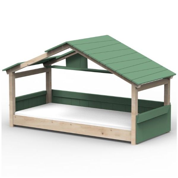 Lit cabane évolutif au sol Montessori Star Light avec toit 120 x 200 cm