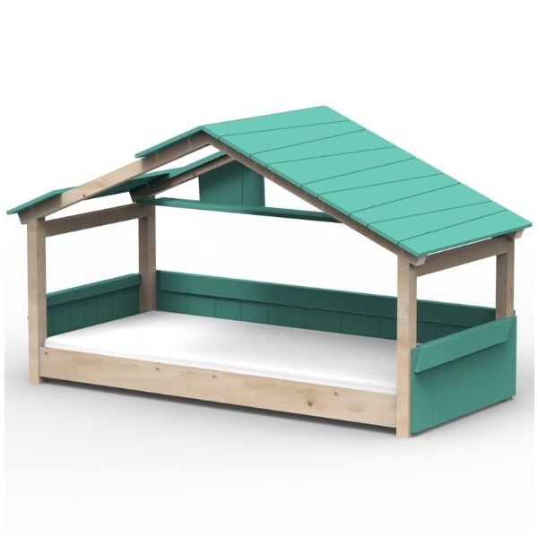 Lit cabane évolutif au sol Montessori Star Light avec toit 120 x 200 cm