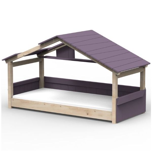 Lit cabane évolutif au sol Montessori Star Light avec toit 90 x 190 cm