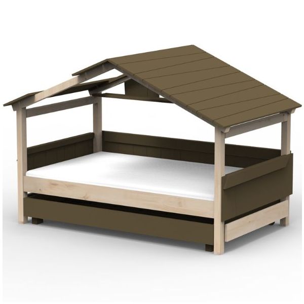 Star Light Convertible House Bed with Roof and Trundle Drawer 120 x 200 cm