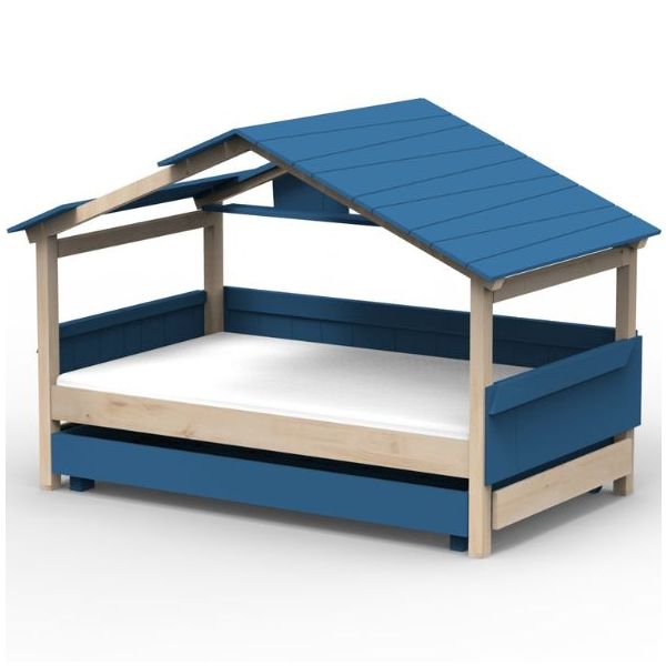 Star Light Convertible House Bed with Roof and Trundle Drawer 120 x 190 cm