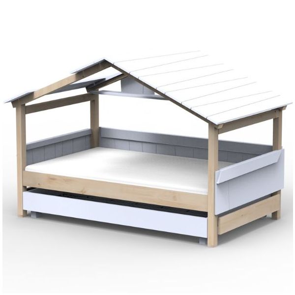 Star Light Convertible House Bed with Roof and Trundle Drawer 120 x 190 cm