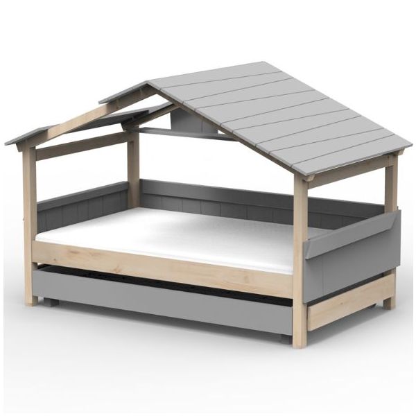 Star Light Convertible House Bed with Roof and Trundle Drawer 120 x 190 cm