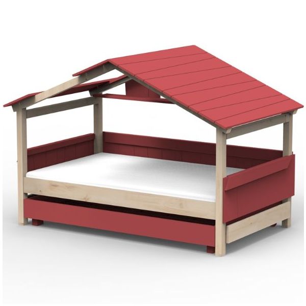 Star Light Convertible House Bed with Roof and Trundle Drawer 120 x 190 cm