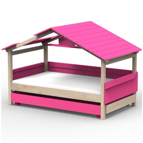 Star Light Convertible House Bed with Roof and Trundle Drawer 120 x 200 cm