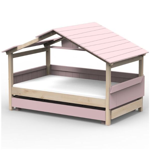 Star Light Convertible House Bed with Roof and Trundle Drawer 120 x 200 cm
