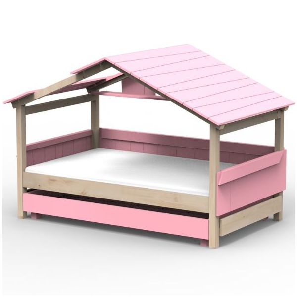 Star Light Convertible House Bed with Roof and Trundle Drawer 120 x 200 cm