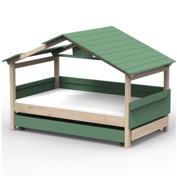 Star Light Convertible House Bed with Roof and Trundle Drawer 120 x 200 cm