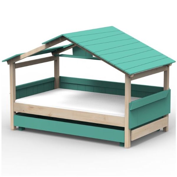 Star Light Convertible House Bed with Roof and Trundle Drawer 120 x 200 cm