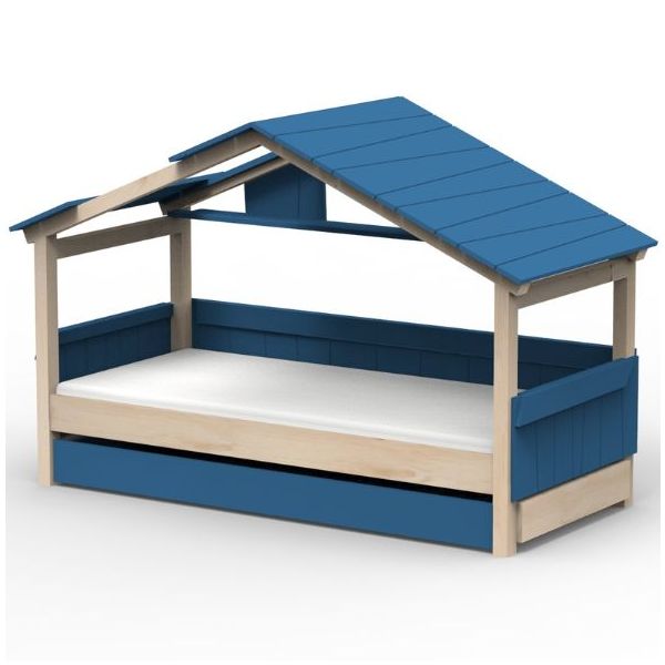 Star Light Convertible House Bed with Roof and Trundle Drawer 90 x 190 cm