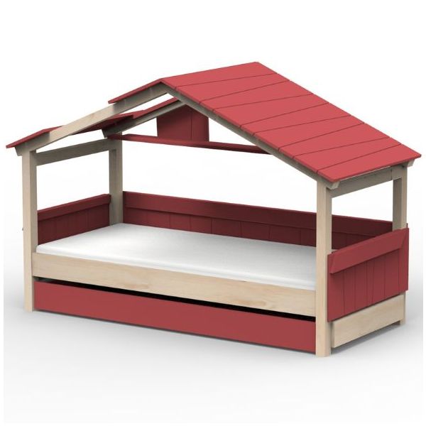 Star Light Convertible House Bed with Roof and Trundle Drawer 90 x 200 cm