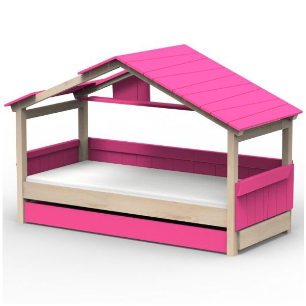 Star Light Convertible House Bed with Roof and Trundle Drawer 90 x 200 cm