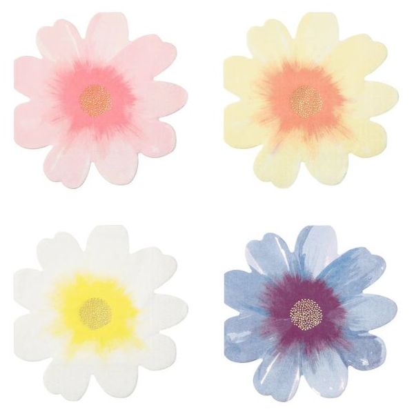 Set de 16 serviettes - Fleurs