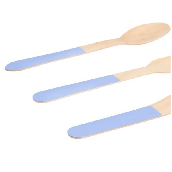 Set de 24 couverts en bois - Bleu